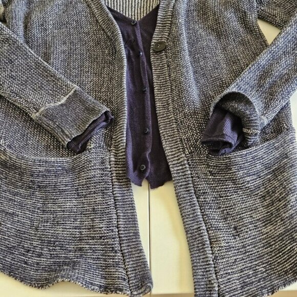 Lululemon Cardigan Women US 6 Marled Navy Knit Ribbed Vestigan Athleisure Cotton - Picture 15 of 16